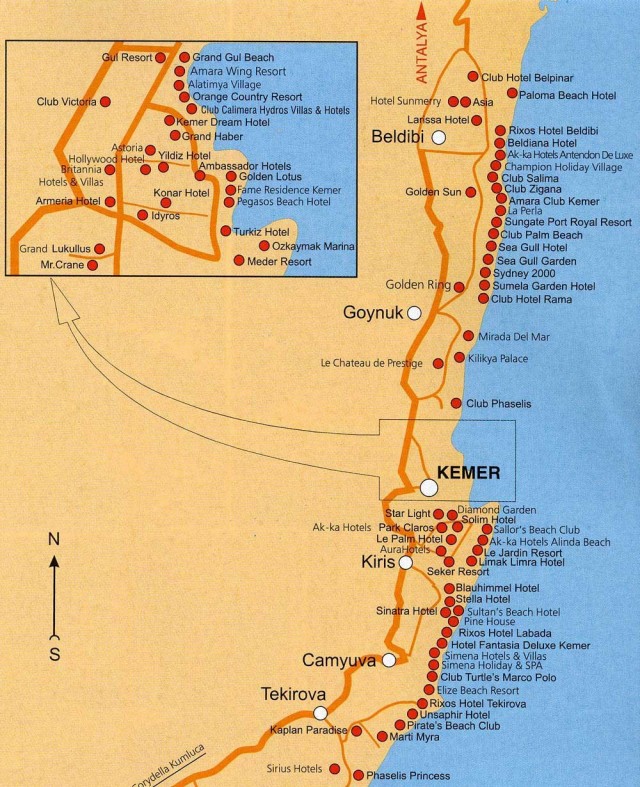Карта Кемера